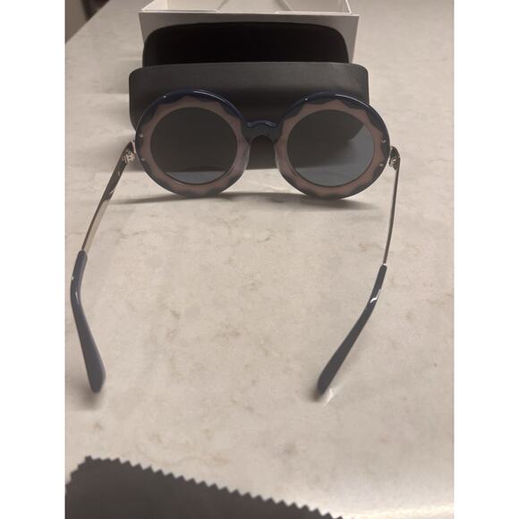 Linda Farrow X Markus Lepfer Round Navy Blue Pink Mirrored ML11 Sunglasses - Picture 6 of 11